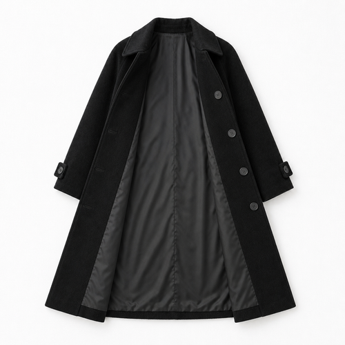 The Beatrice Rounded-Collar Coat - 黑色 - Open-coat flat lay