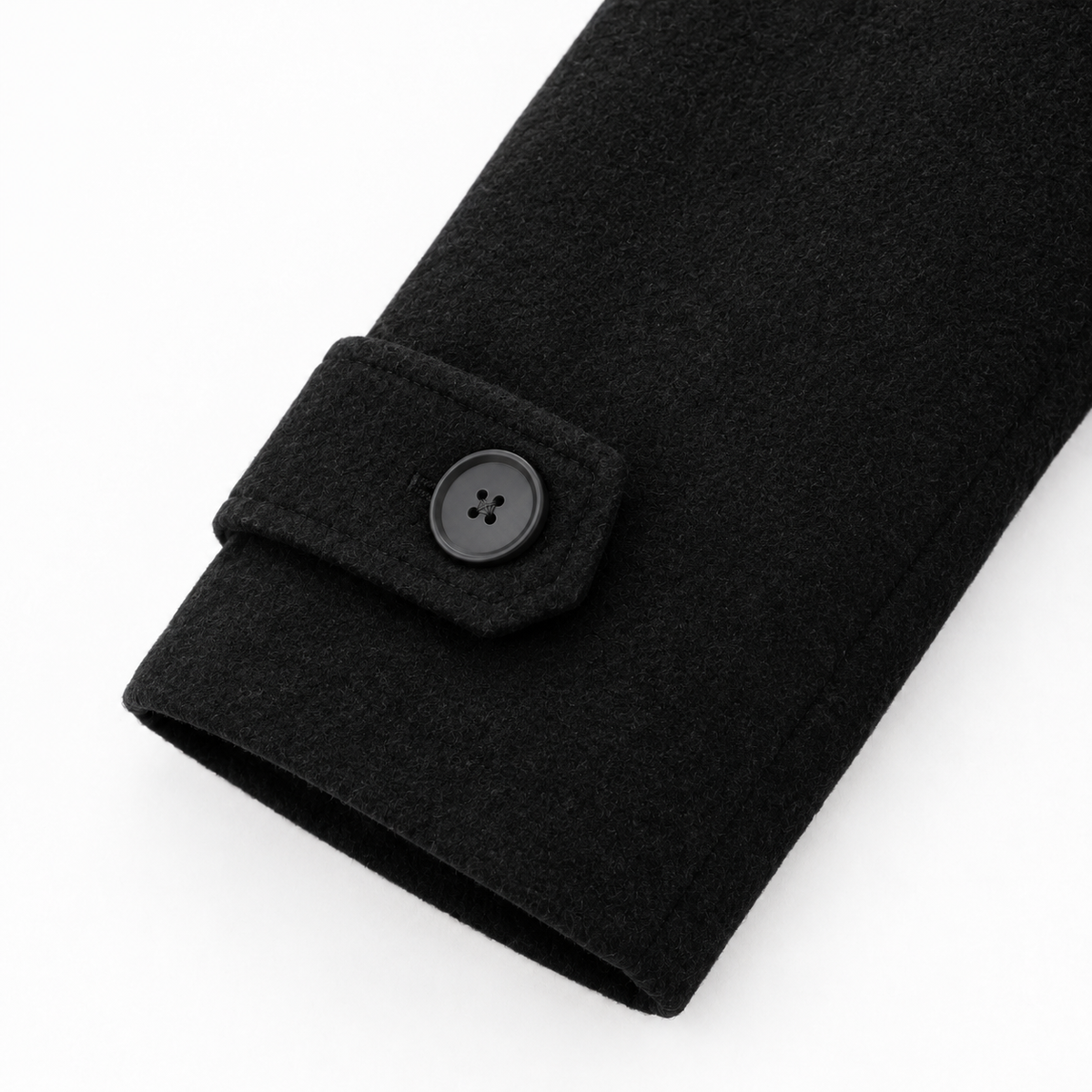 The Beatrice Rounded-Collar Coat - 黑色 - Detail close-up