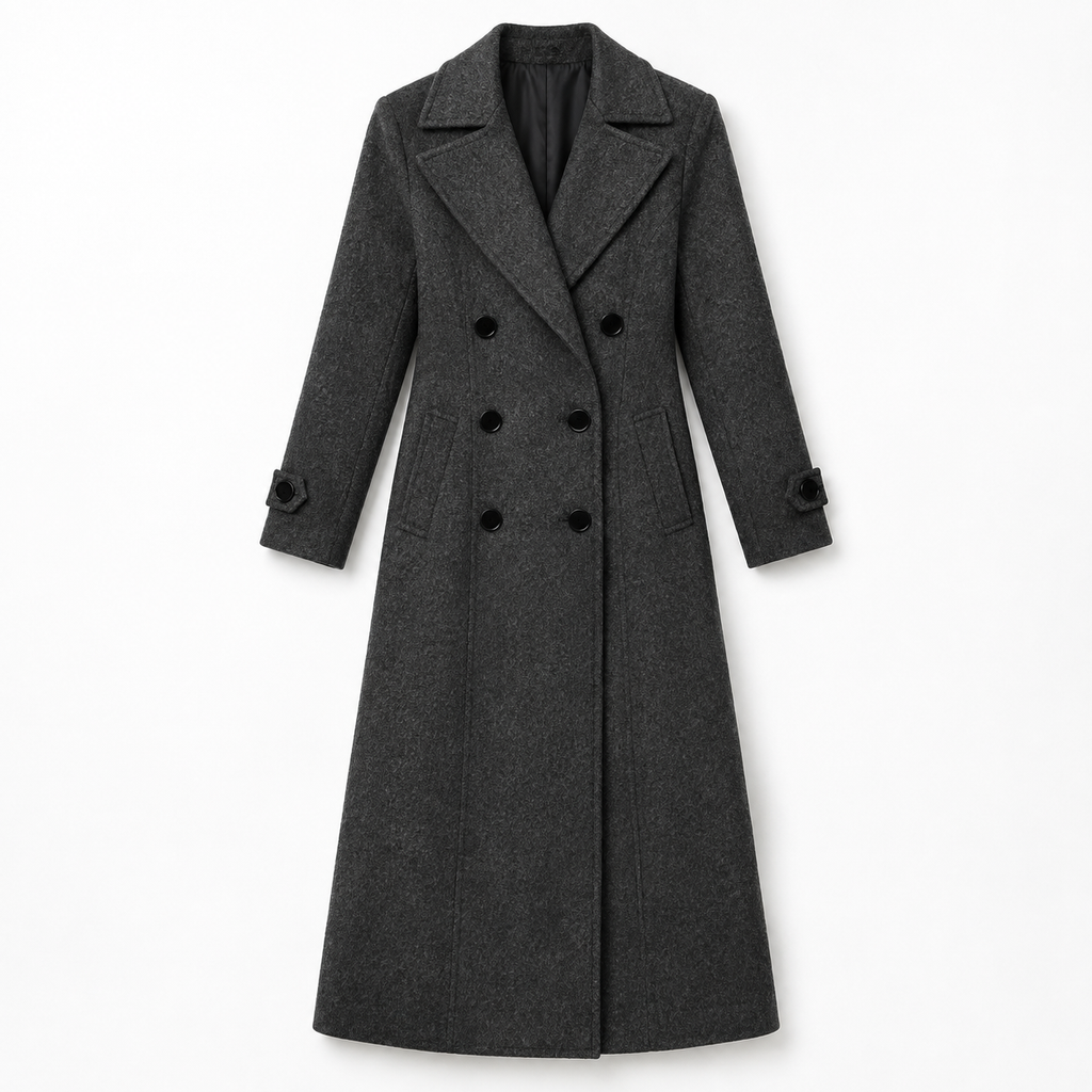 The Eleanor Double-Breasted Long Coat - 深灰色 - New main