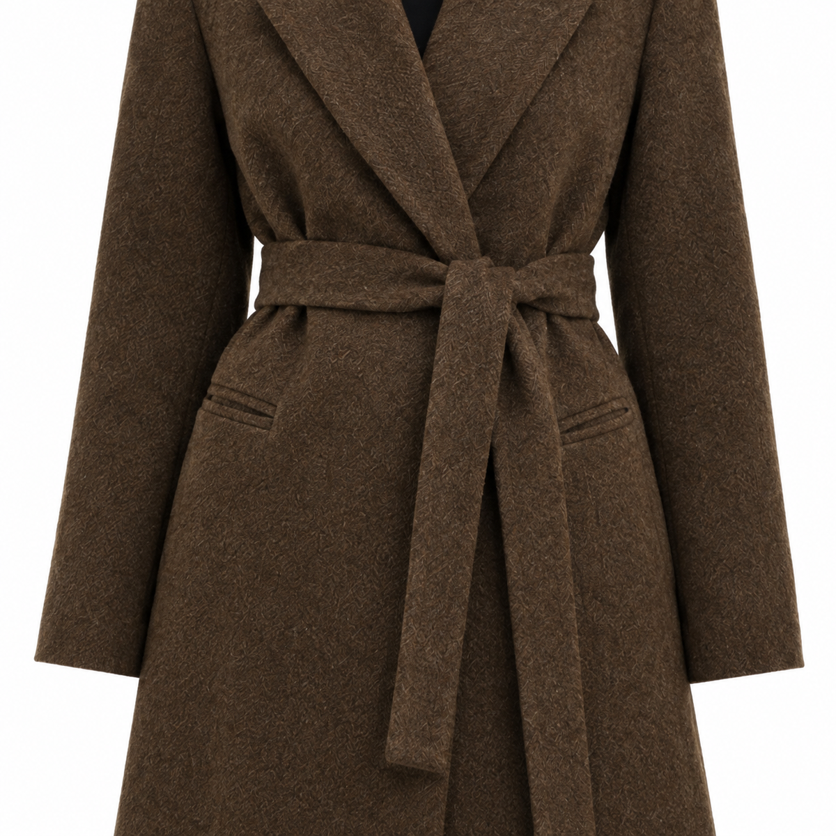 The Florence Belted Tailored Coat - Mocha - Belt and welt pockets