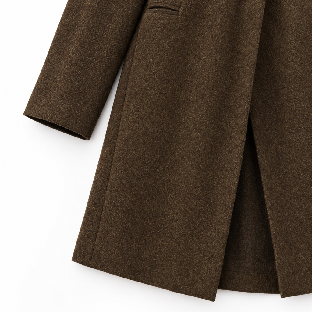 The Florence Belted Tailored Coat - Mocha - Plain cuff and lower hem