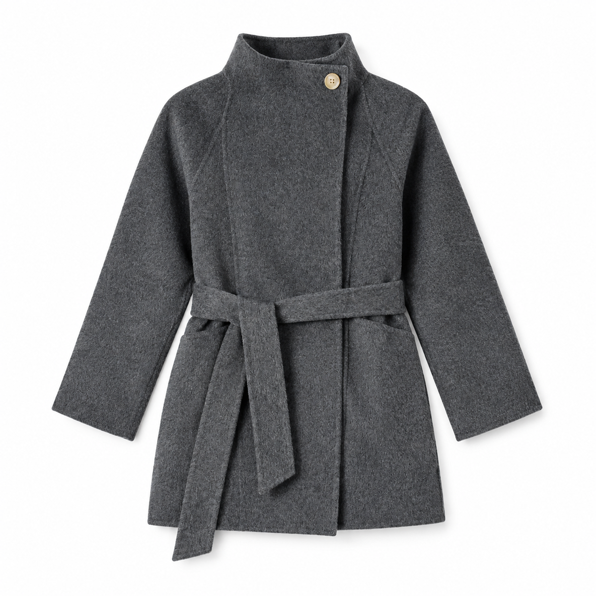The Harriet Belted Stand-Collar Jacket - 岩雾灰 - Main · accepted