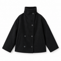 The Clara Double-Breasted Stand-Collar Short Coat - 双排扣黑色 - Main · newly generated