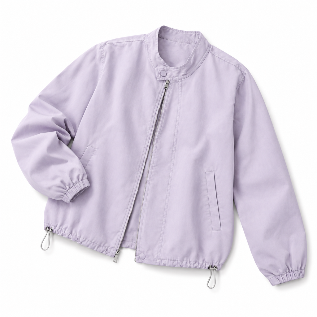 The Agnes Stand-Collar Short Jacket - Purple - Purple · Angled flat lay