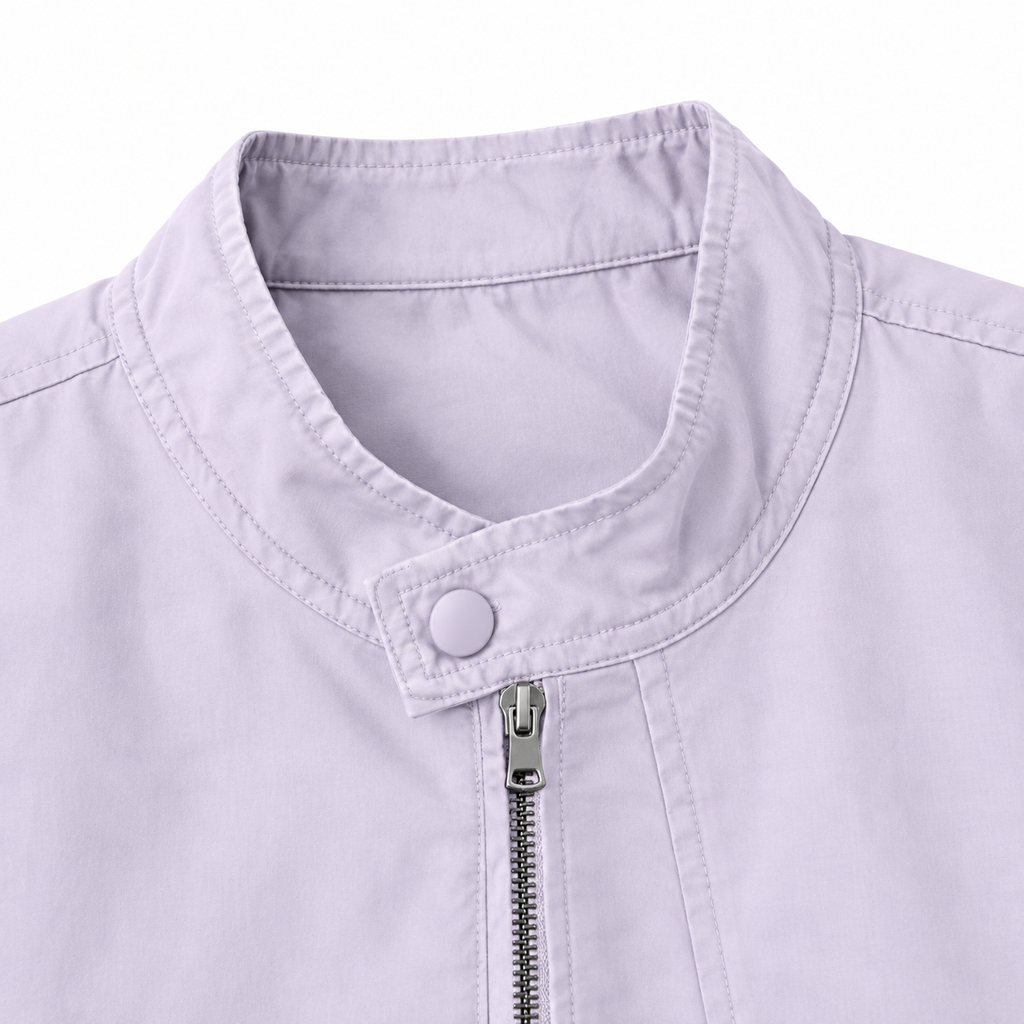 The Agnes Stand-Collar Short Jacket - Purple - Purple · Collar and zip