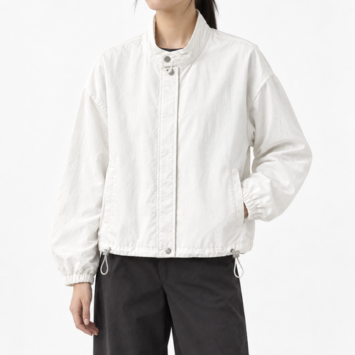 The Agnes Stand-Collar Short Jacket - 白色 - model scale