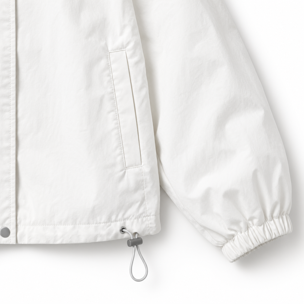 The Agnes Stand-Collar Short Jacket - 白色 - cuff pocket detail