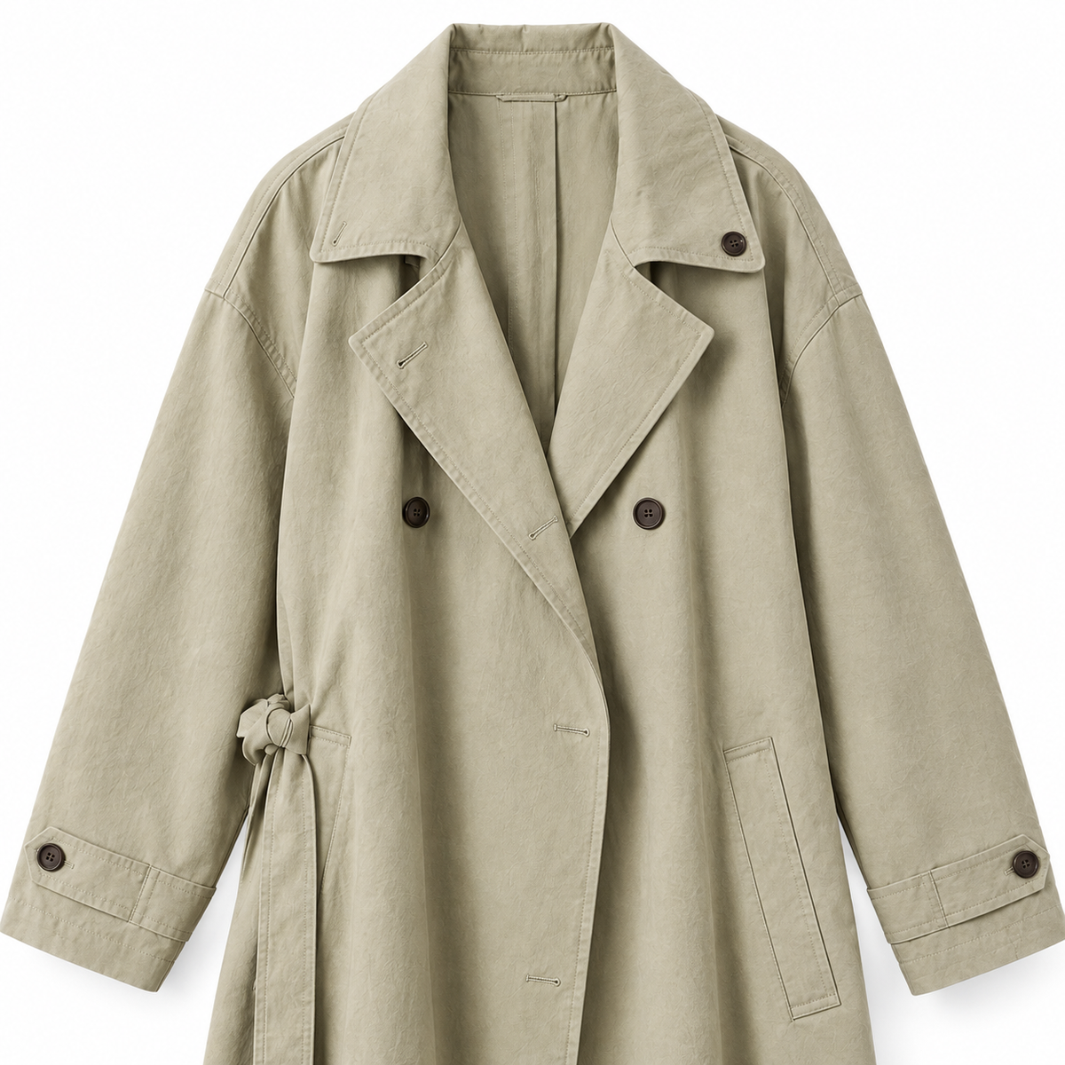 The Imogen Long Trench Coat - 慕斯浅卡 - front detail