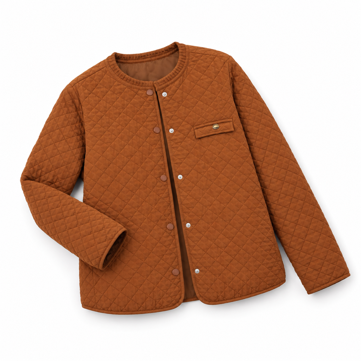 The Mabel Quilted Liner Jacket - Amber - Amber · Angled flat lay