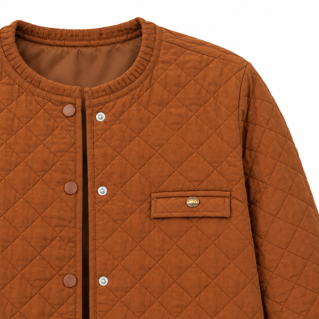 The Mabel Quilted Liner Jacket - Amber - Amber · Pocket detail