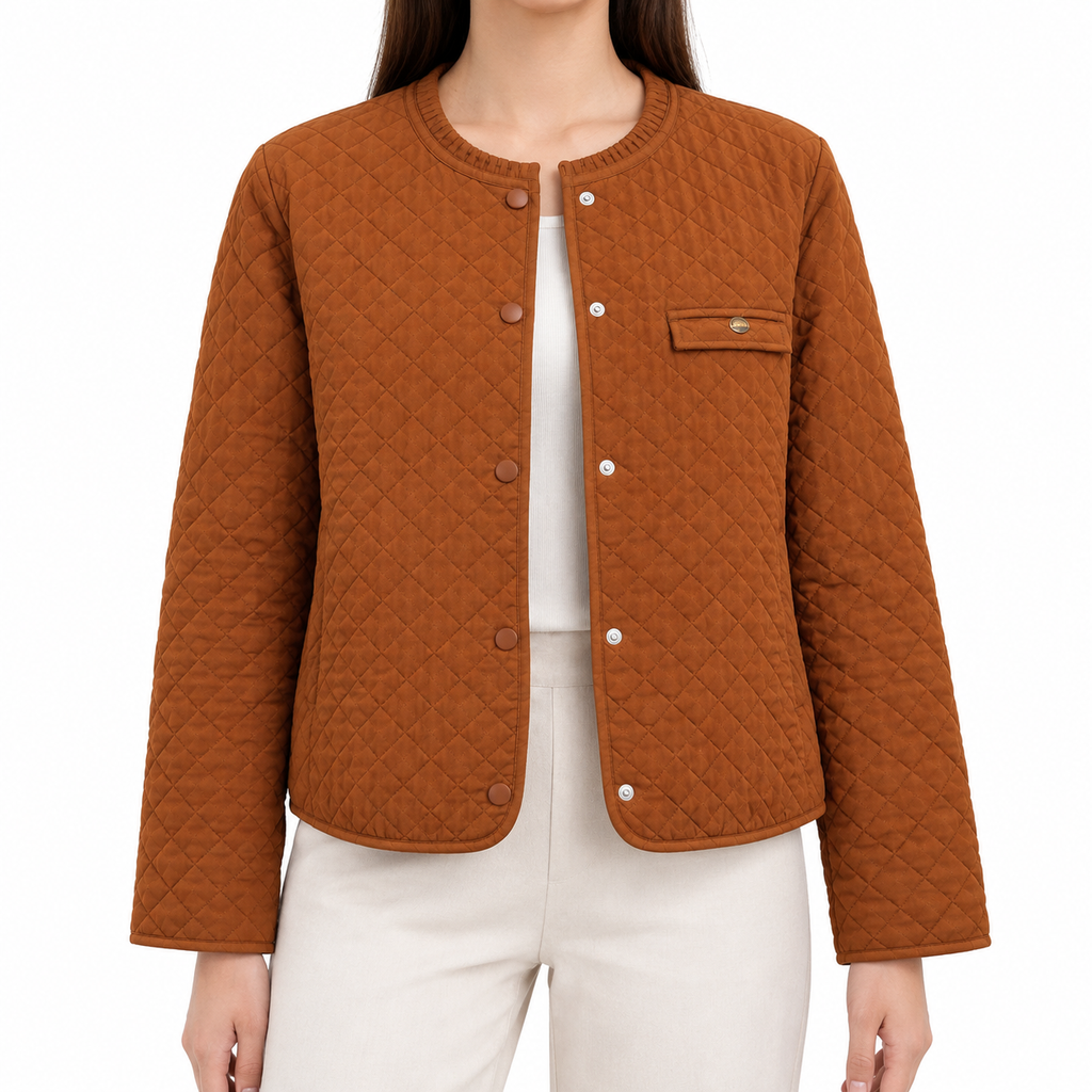The Mabel Quilted Liner Jacket - Amber - Amber · Worn