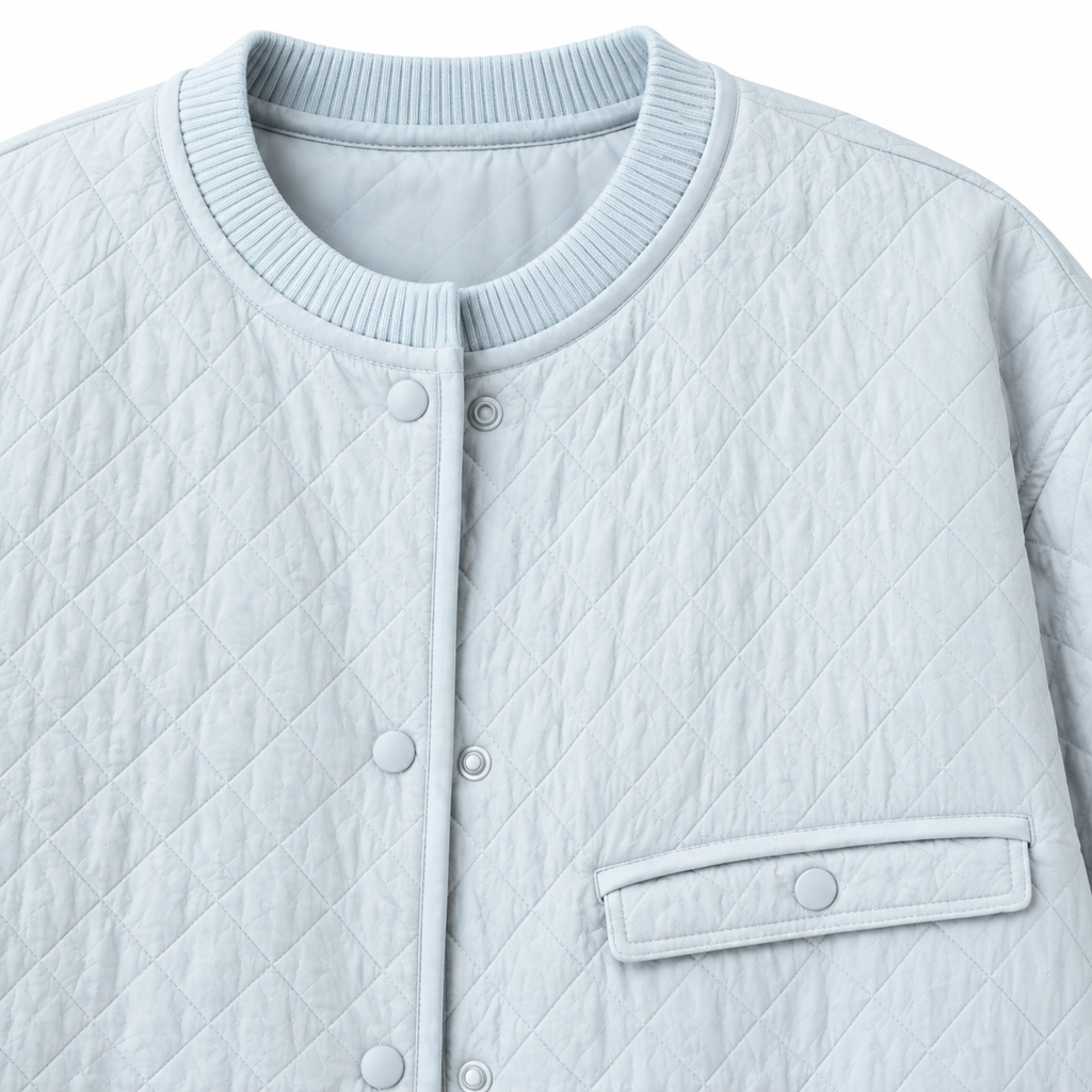 The Mabel Quilted Liner Jacket - Light Blue - Light Blue · Pocket detail