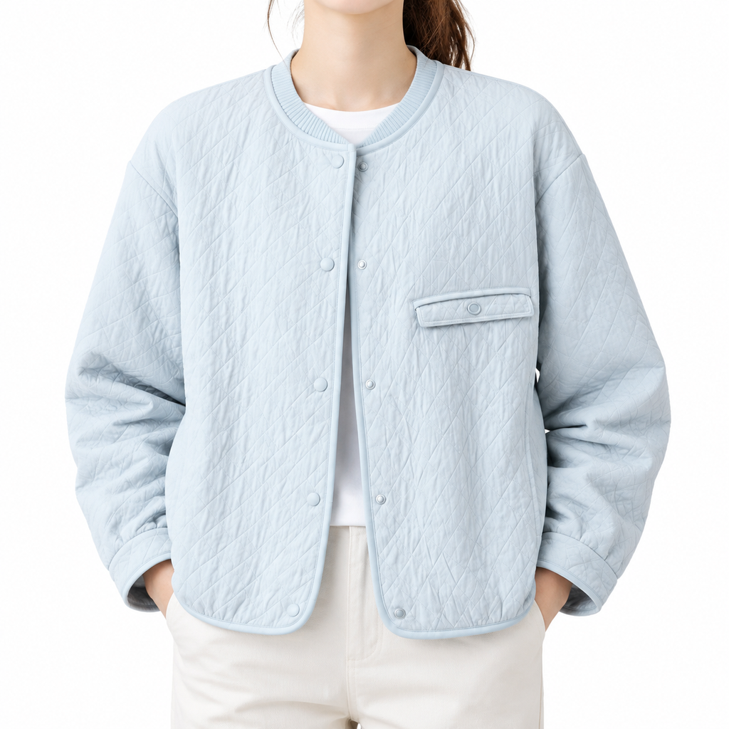 The Mabel Quilted Liner Jacket - Light Blue - Light Blue · Worn