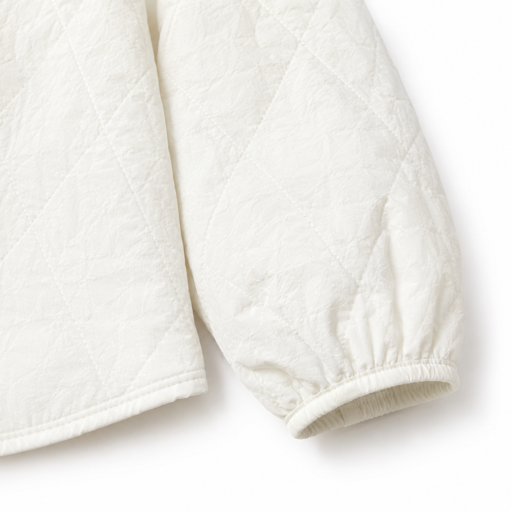 The Mabel Quilted Liner Jacket - 白色 - cuff seam detail